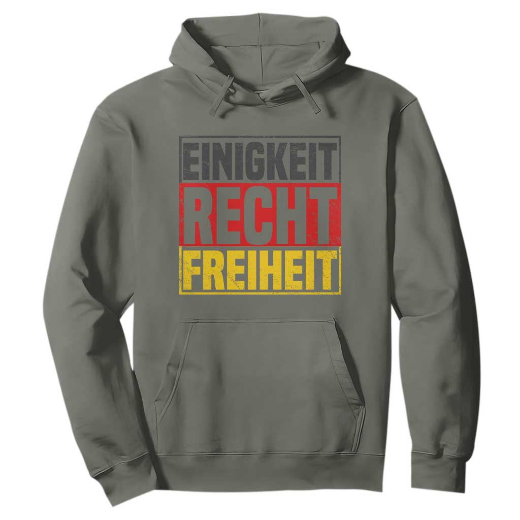 Proud Germany Hoodie Einigkeit Recht Freiheit German Flag TS11 Military Green Print Your Wear
