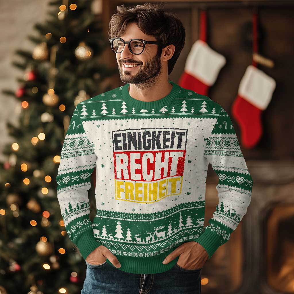 Proud Germany Ugly Christmas Sweater Einigkeit Recht Freiheit German Flag TS11 Beige Green Print Your Wear