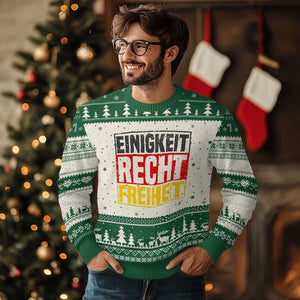 Proud Germany Ugly Christmas Sweater Einigkeit Recht Freiheit German Flag TS11 Beige Green Print Your Wear