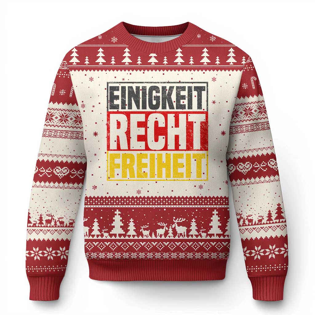 Proud Germany Ugly Christmas Sweater Einigkeit Recht Freiheit German Flag TS11 Beige Red Print Your Wear