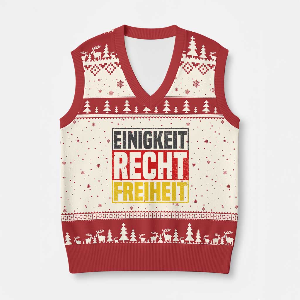 Proud Germany V-Neck Knit Sweater Vest Einigkeit Recht Freiheit German Flag TS11 Beige Red Print Your Wear