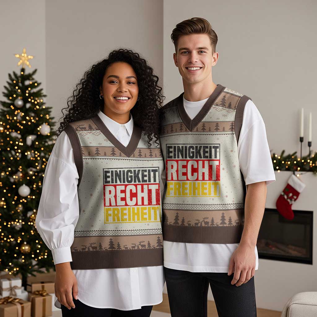 Proud Germany V-Neck Knit Sweater Vest Einigkeit Recht Freiheit German Flag TS11 Mocha Mousse Print Your Wear