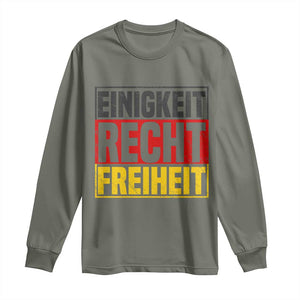 Proud Germany Long Sleeve Shirt Einigkeit Recht Freiheit German Flag TS11 Military Green Print Your Wear