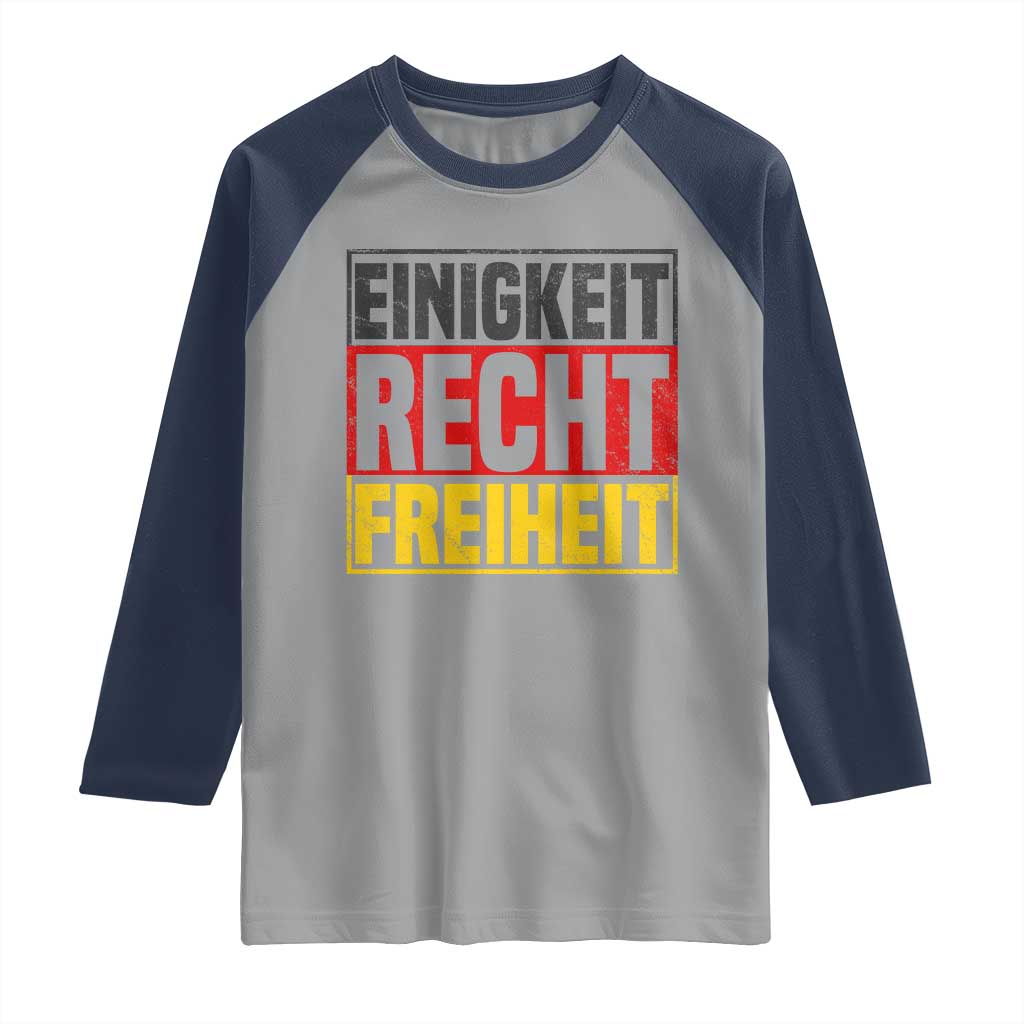 Proud Germany Raglan Shirt Einigkeit Recht Freiheit German Flag TS11 Sport Gray Navy Print Your Wear