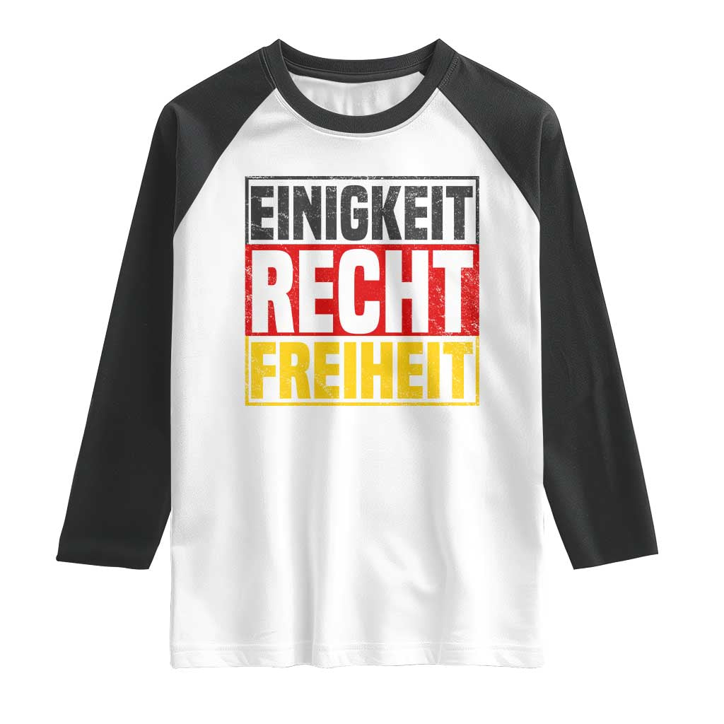 Proud Germany Raglan Shirt Einigkeit Recht Freiheit German Flag TS11 White Black Print Your Wear