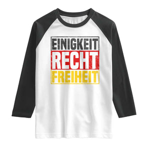 Proud Germany Raglan Shirt Einigkeit Recht Freiheit German Flag TS11 White Black Print Your Wear