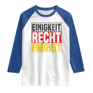 Proud Germany Raglan Shirt Einigkeit Recht Freiheit German Flag TS11 White Royal Print Your Wear