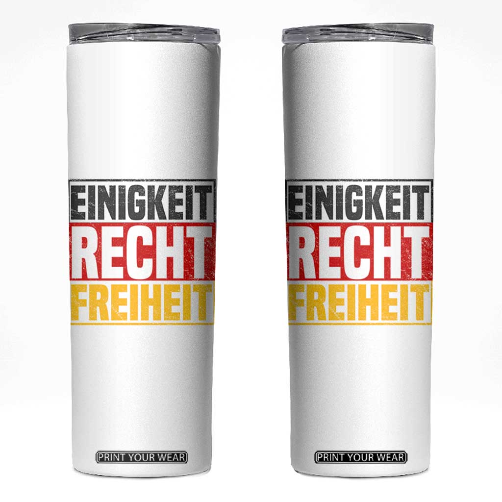 Proud Germany Skinny Tumbler Einigkeit Recht Freiheit German Flag TS11 White Print Your Wear