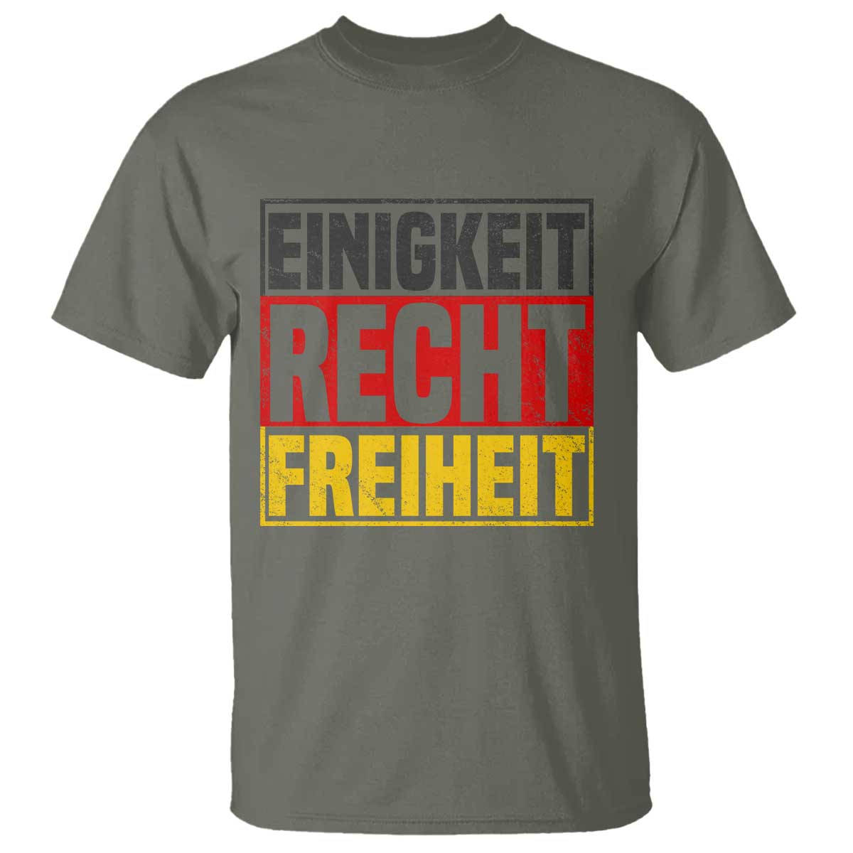Proud Germany T Shirt Einigkeit Recht Freiheit German Flag TS11 Military Green Print Your Wear