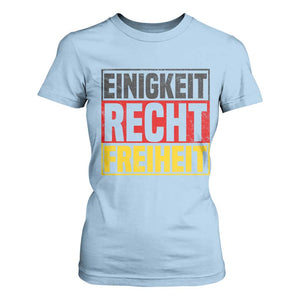 Proud Germany T Shirt For Women Einigkeit Recht Freiheit German Flag TS11 Light Blue Print Your Wear