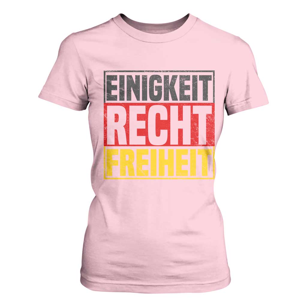 Proud Germany T Shirt For Women Einigkeit Recht Freiheit German Flag TS11 Light Pink Print Your Wear