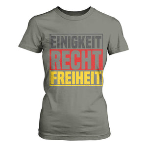 Proud Germany T Shirt For Women Einigkeit Recht Freiheit German Flag TS11 Military Green Print Your Wear