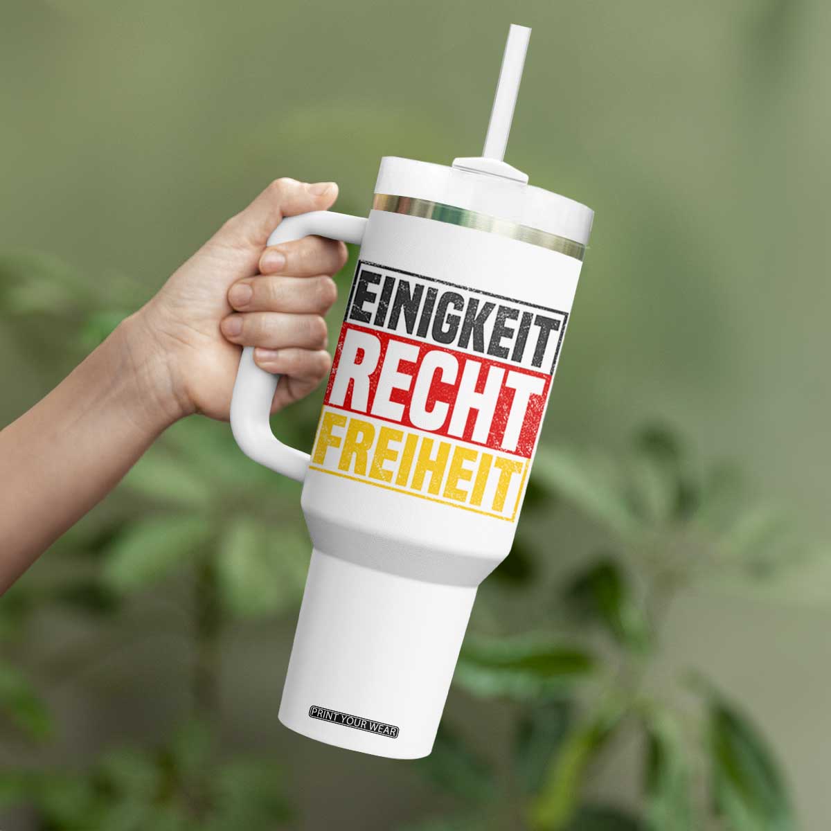 Proud Germany Tumbler With Handle Einigkeit Recht Freiheit German Flag TS11 Print Your Wear