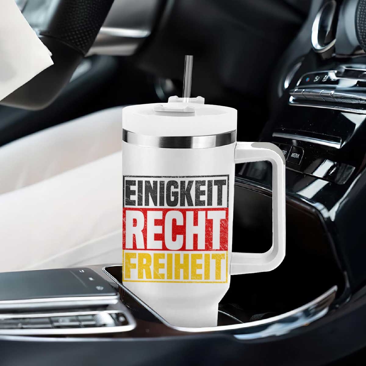 Proud Germany Tumbler With Handle Einigkeit Recht Freiheit German Flag TS11 Print Your Wear