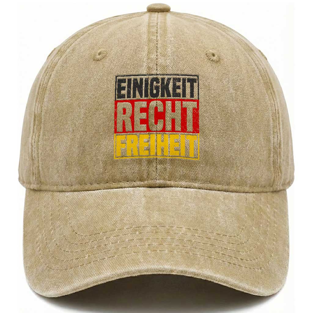 Proud Germany Washed Cotton Baseball Cap Einigkeit Recht Freiheit German Flag TS11 Print Your Wear