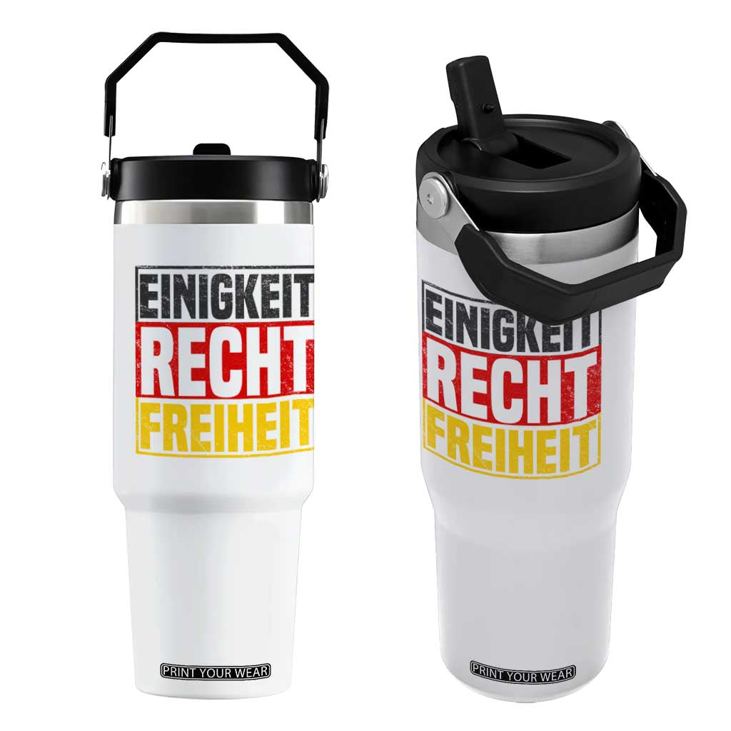Proud Germany Flip Straw Tumbler Einigkeit Recht Freiheit German Flag TS11 One Size: 30 oz White Print Your Wear