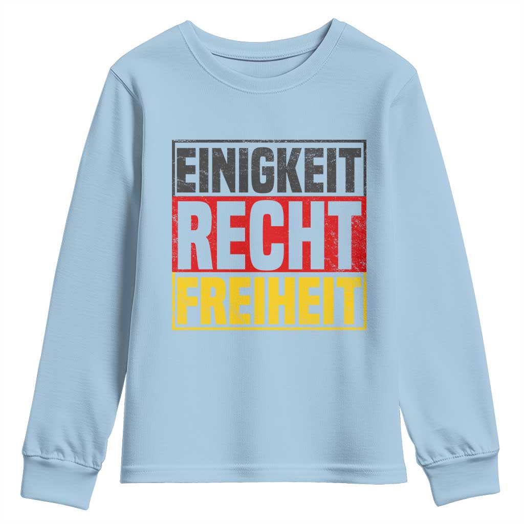 Proud Germany Youth Sweatshirt Einigkeit Recht Freiheit German Flag TS11 Light Blue Print Your Wear
