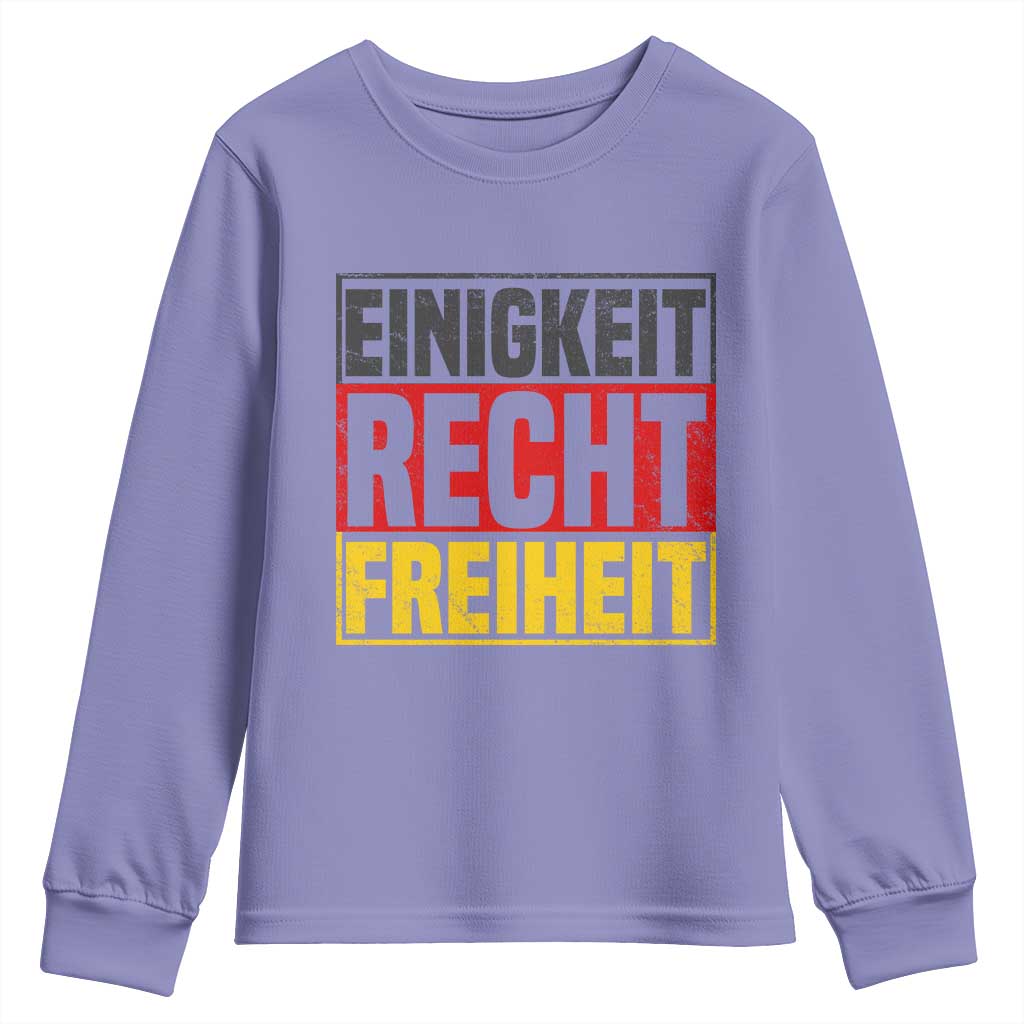 Proud Germany Youth Sweatshirt Einigkeit Recht Freiheit German Flag TS11 Violet Print Your Wear