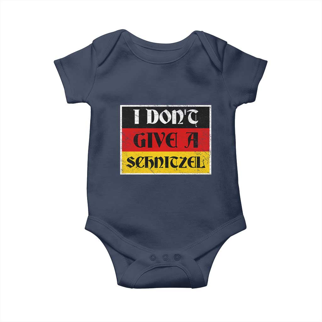 German Beer Drinking Baby Onesie I Don't Give A Schnitzel Oktoberfest TS11 Navy Print Your Wear