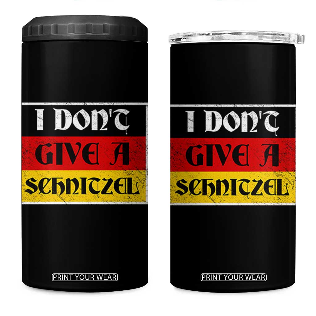 German Beer Drinking 4 in 1 Can Cooler Tumbler I Don't Give A Schnitzel Oktoberfest TS11 One Size: 16 oz Black Print Your Wear