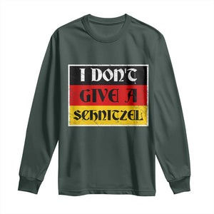 German Beer Drinking Long Sleeve Shirt I Don't Give A Schnitzel Oktoberfest TS11 Dark Forest Green Print Your Wear