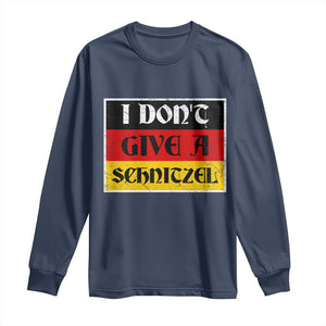 German Beer Drinking Long Sleeve Shirt I Don't Give A Schnitzel Oktoberfest TS11 Navy Print Your Wear