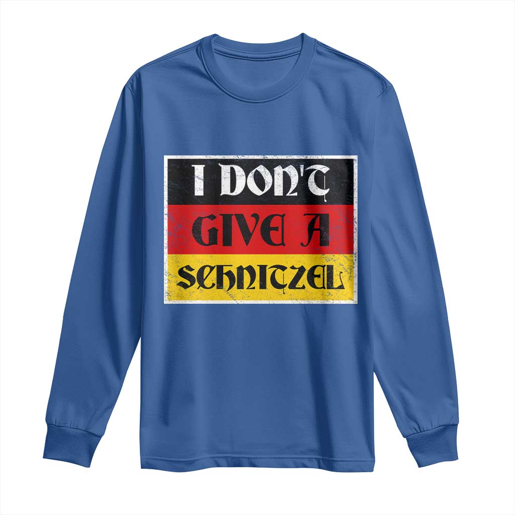 German Beer Drinking Long Sleeve Shirt I Don't Give A Schnitzel Oktoberfest TS11 Royal Blue Print Your Wear
