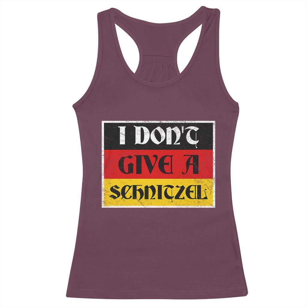 German Beer Drinking Racerback Tank Top I Don't Give A Schnitzel Oktoberfest TS11 Maroon Print Your Wear