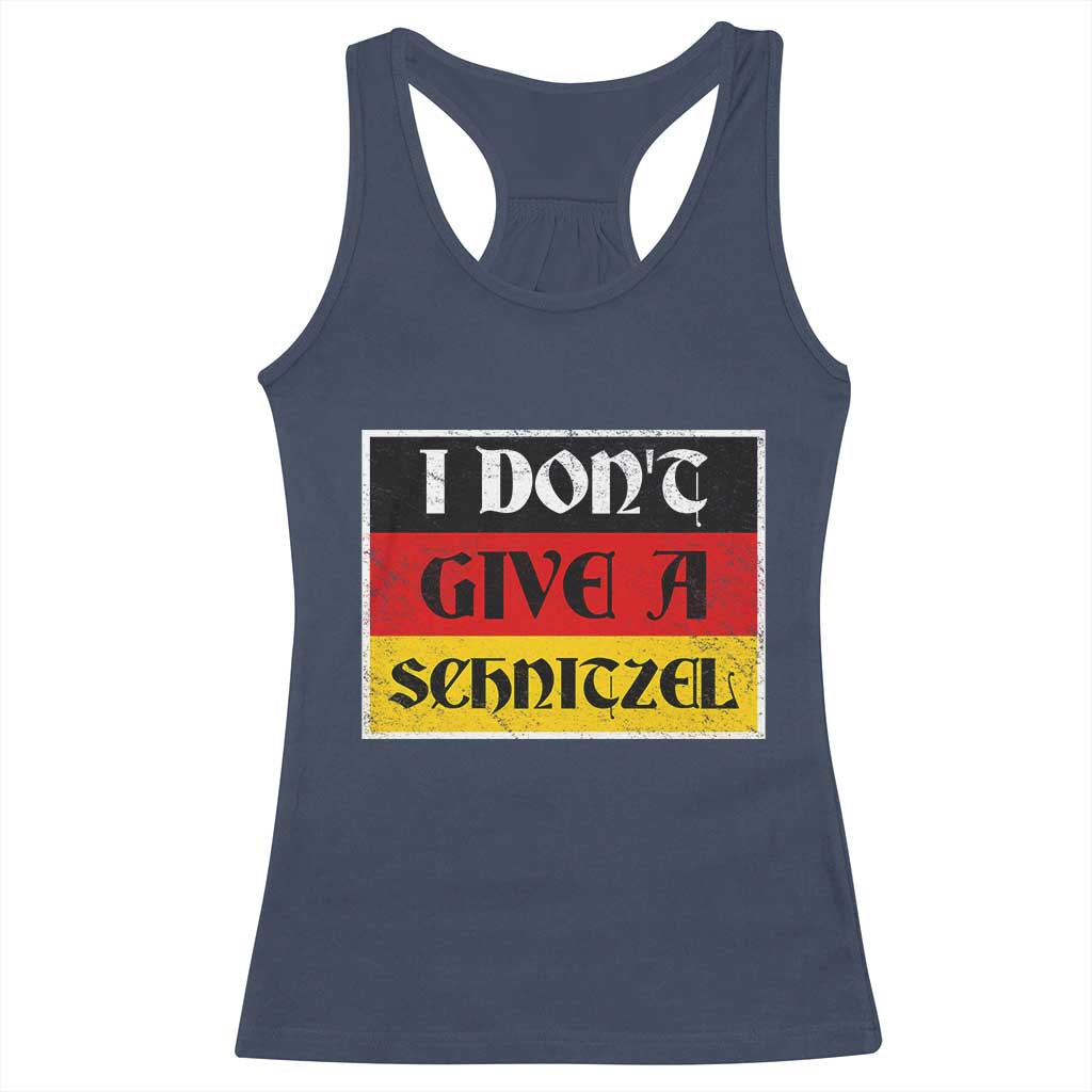 German Beer Drinking Racerback Tank Top I Don't Give A Schnitzel Oktoberfest TS11 Navy Print Your Wear