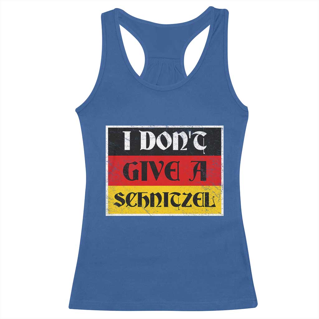 German Beer Drinking Racerback Tank Top I Don't Give A Schnitzel Oktoberfest TS11 Royal Blue Print Your Wear