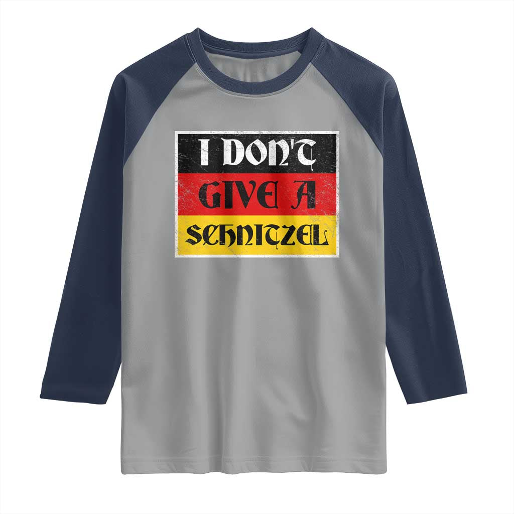 German Beer Drinking Raglan Shirt I Don't Give A Schnitzel Oktoberfest TS11 Sport Gray Navy Print Your Wear