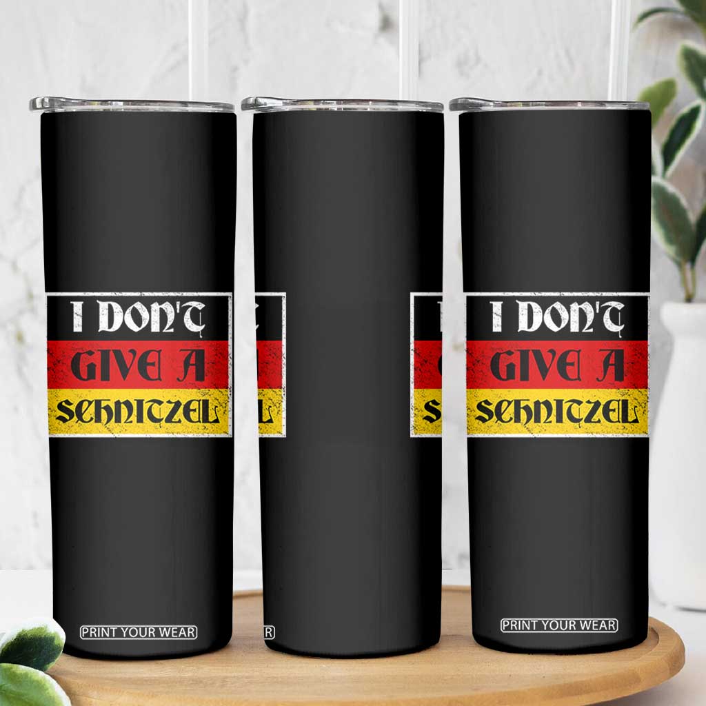 German Beer Drinking Skinny Tumbler I Don't Give A Schnitzel Oktoberfest TS11 Print Your Wear