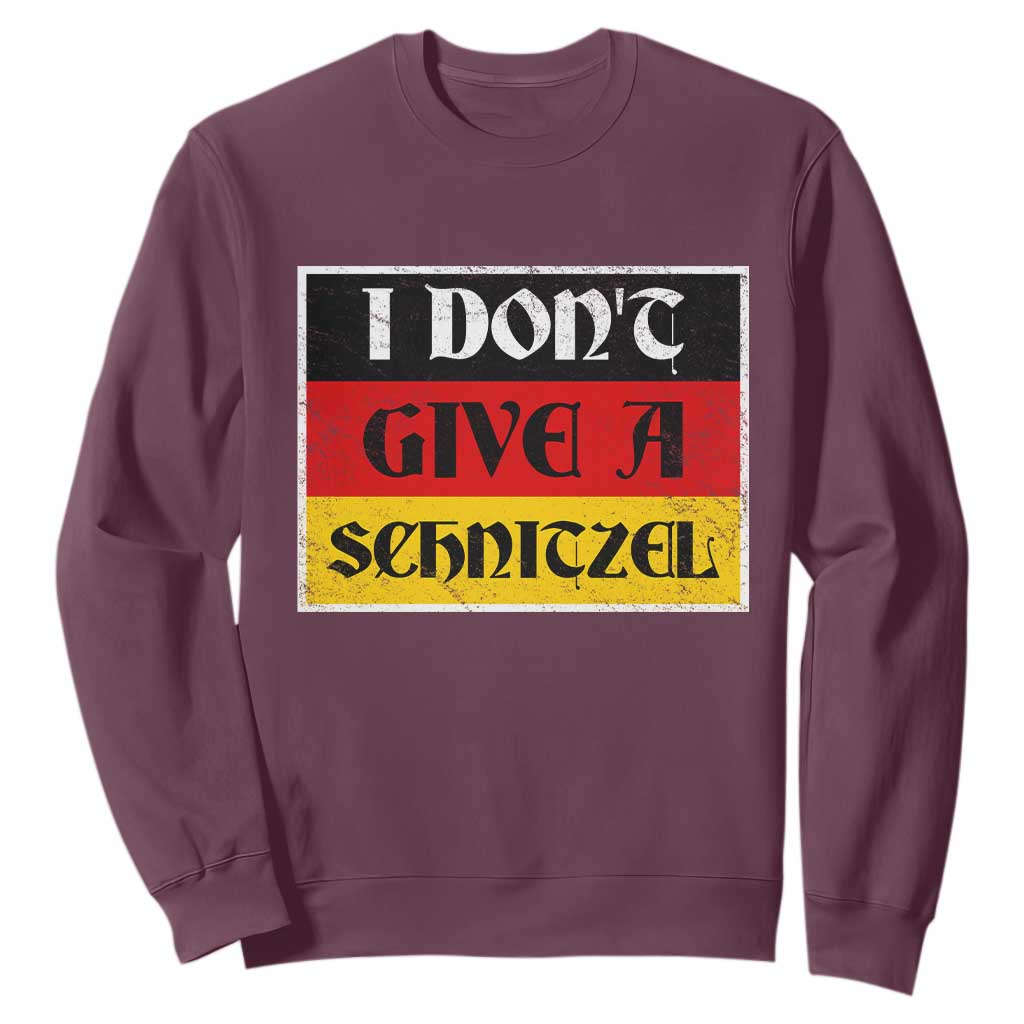 German Beer Drinking Sweatshirt I Don't Give A Schnitzel Oktoberfest TS11 Maroon Print Your Wear