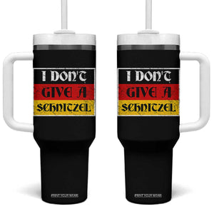 German Beer Drinking Tumbler With Handle I Don't Give A Schnitzel Oktoberfest TS11 One Size: 40 oz Black Print Your Wear
