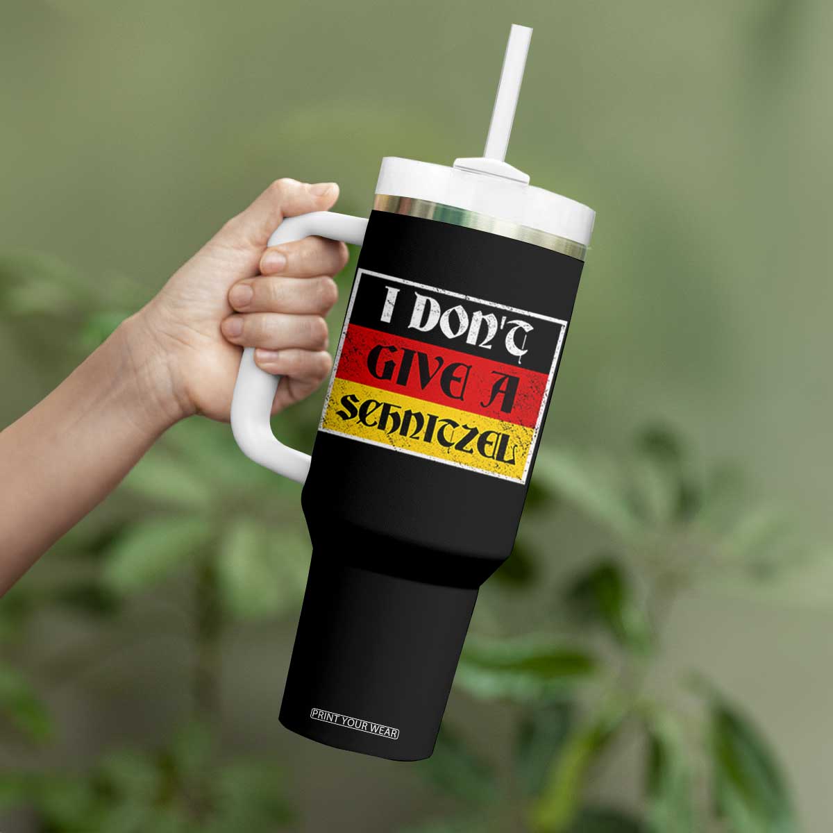 German Beer Drinking Tumbler With Handle I Don't Give A Schnitzel Oktoberfest TS11 Print Your Wear