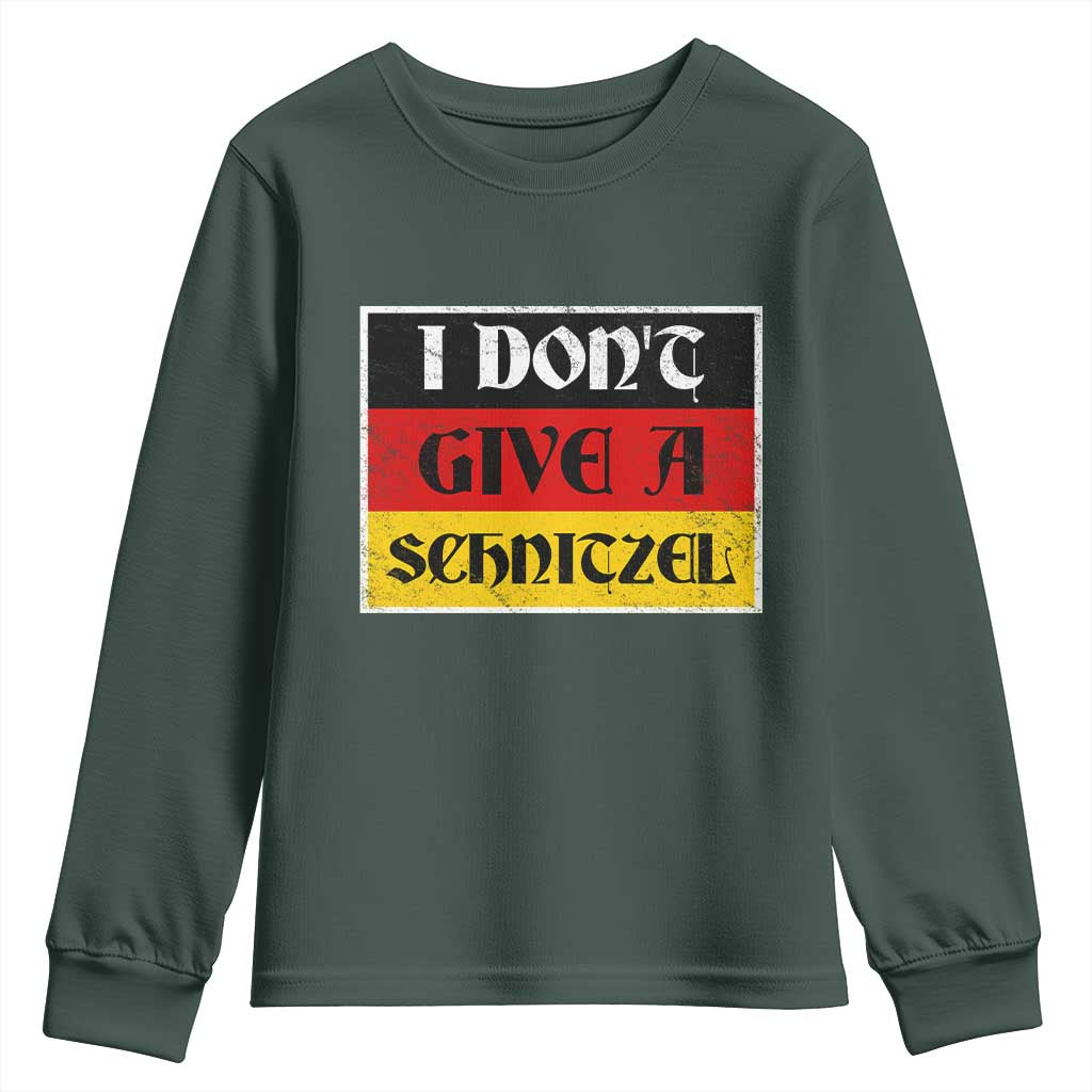 German Beer Drinking Youth Sweatshirt I Don't Give A Schnitzel Oktoberfest TS11 Dark Forest Green Print Your Wear