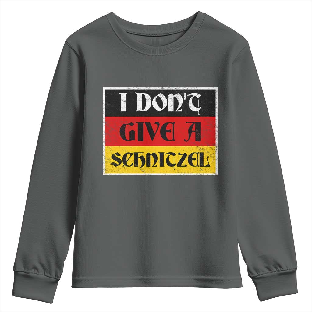 German Beer Drinking Youth Sweatshirt I Don't Give A Schnitzel Oktoberfest TS11 Dark Heather Print Your Wear