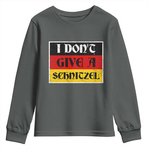 German Beer Drinking Youth Sweatshirt I Don't Give A Schnitzel Oktoberfest TS11 Dark Heather Print Your Wear