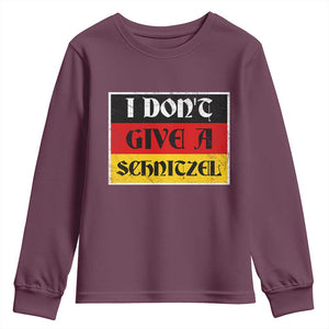 German Beer Drinking Youth Sweatshirt I Don't Give A Schnitzel Oktoberfest TS11 Maroon Print Your Wear