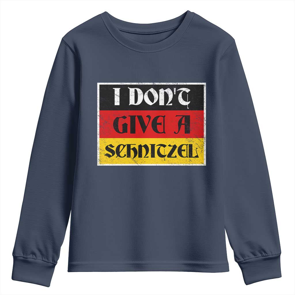 German Beer Drinking Youth Sweatshirt I Don't Give A Schnitzel Oktoberfest TS11 Navy Print Your Wear