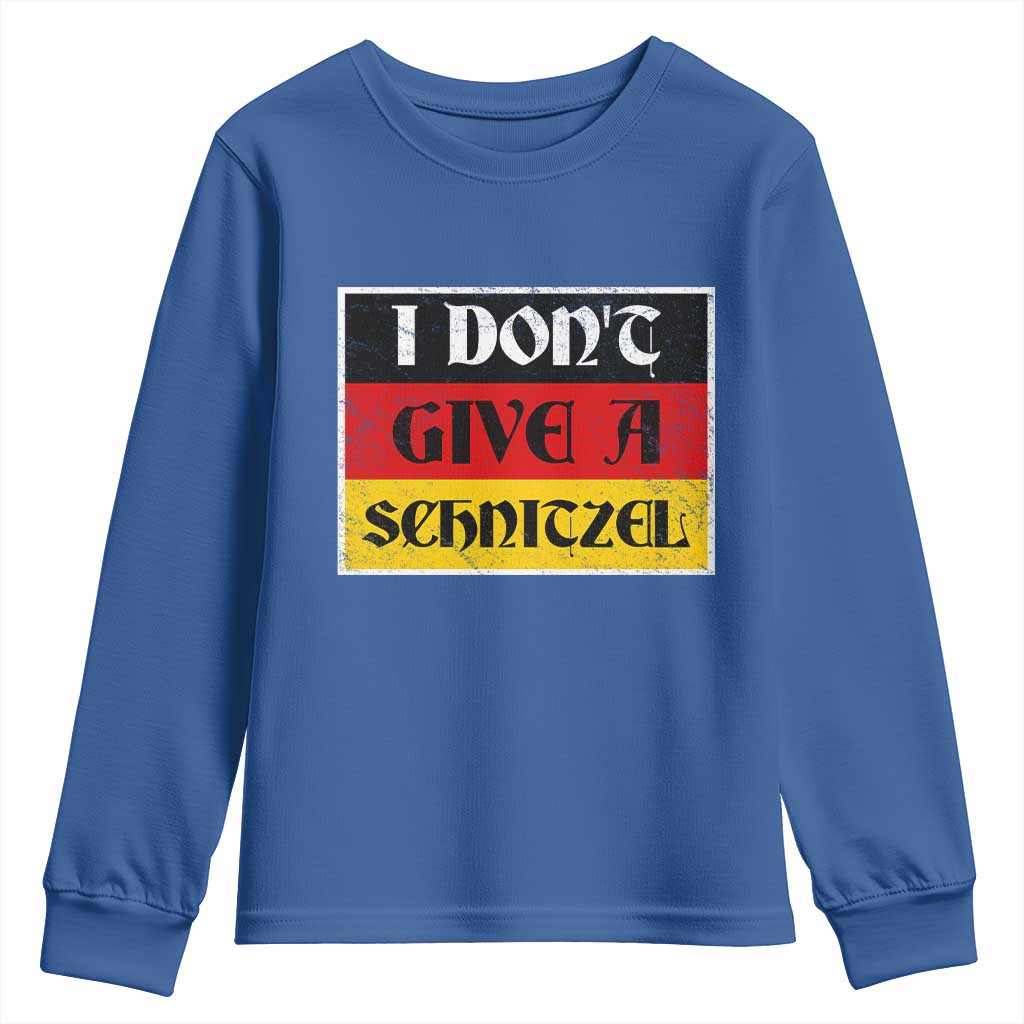 German Beer Drinking Youth Sweatshirt I Don't Give A Schnitzel Oktoberfest TS11 Royal Blue Print Your Wear