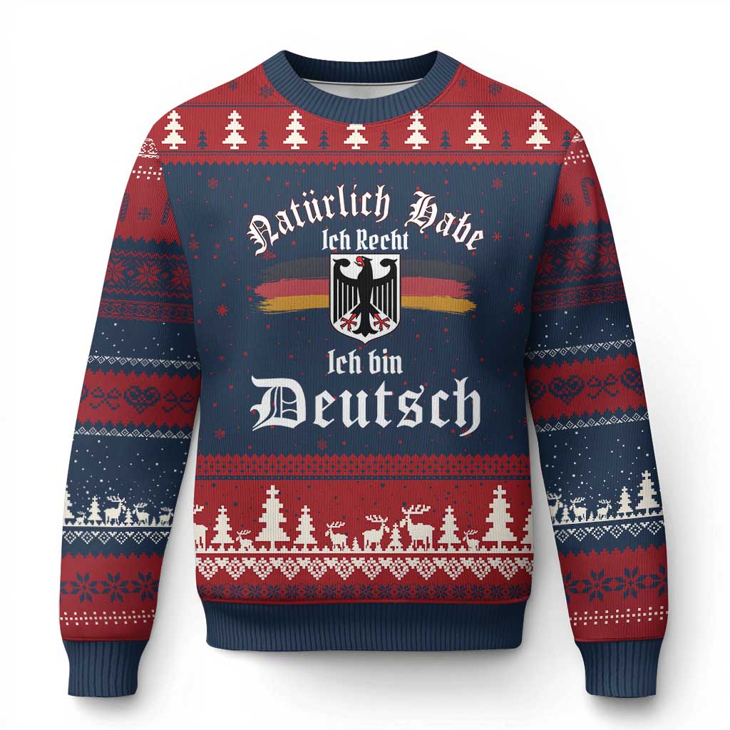 Proud Germany Ugly Christmas Sweater Naturlich Bate Ich Recht Ich Bin Deutsch TS11 Navy Red Print Your Wear