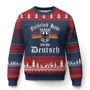 Proud Germany Ugly Christmas Sweater Naturlich Bate Ich Recht Ich Bin Deutsch TS11 Navy Red Print Your Wear