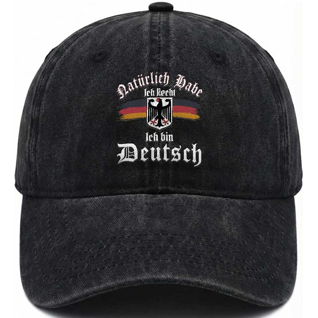 Proud Germany Washed Cotton Baseball Cap Naturlich Bate Ich Recht Ich Bin Deutsch TS11 Print Your Wear