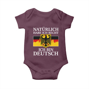 Proud Germany Baby Onesie Naturlich Habe Ich Recht Ich Bin Deutsch TS11 Maroon Print Your Wear