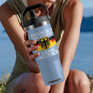 Proud Germany Flip Straw Tumbler Naturlich Habe Ich Recht Ich Bin Deutsch TS11 One Size: 30 oz Light Blue Print Your Wear