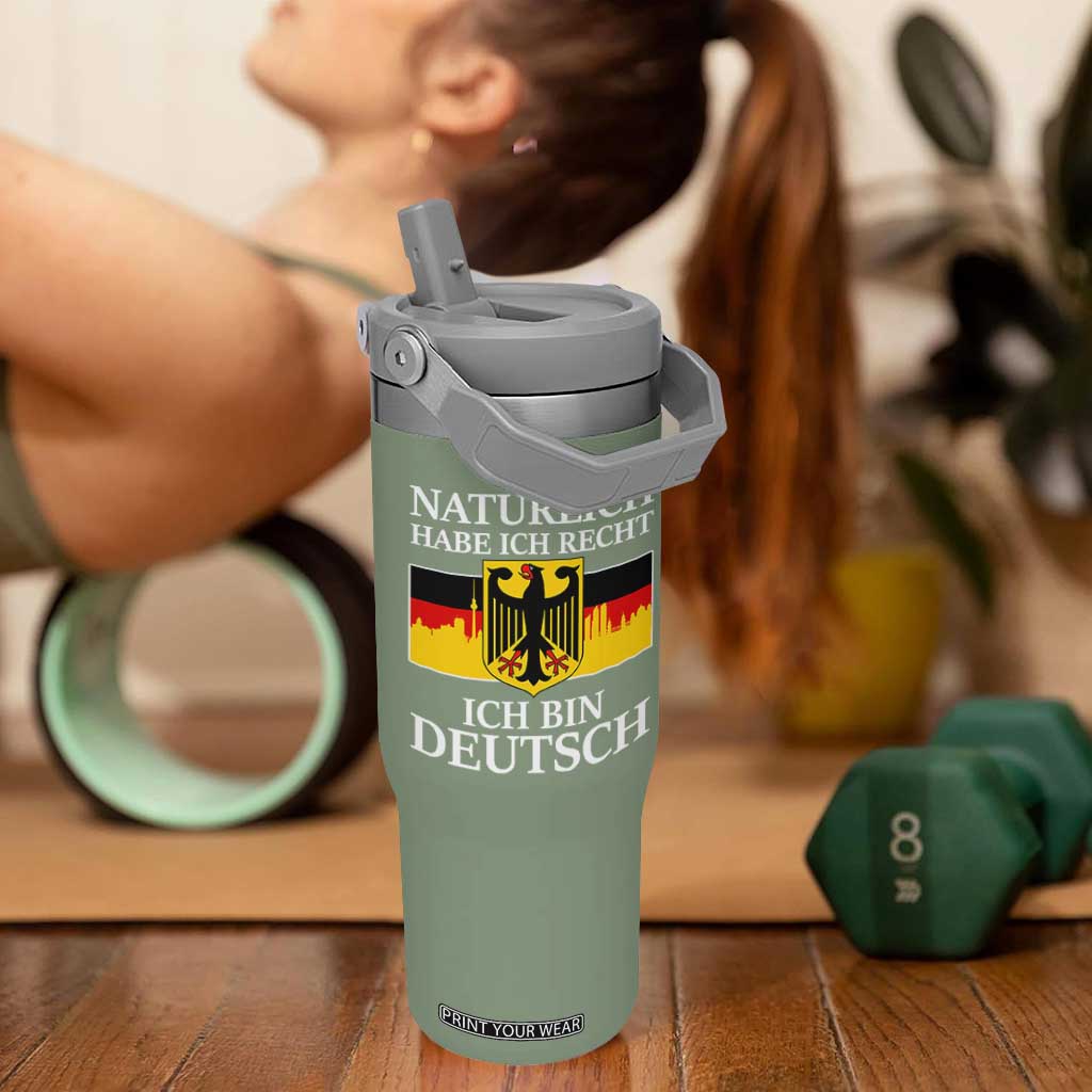Proud Germany Flip Straw Tumbler Naturlich Habe Ich Recht Ich Bin Deutsch TS11 One Size: 30 oz Moss Green Print Your Wear