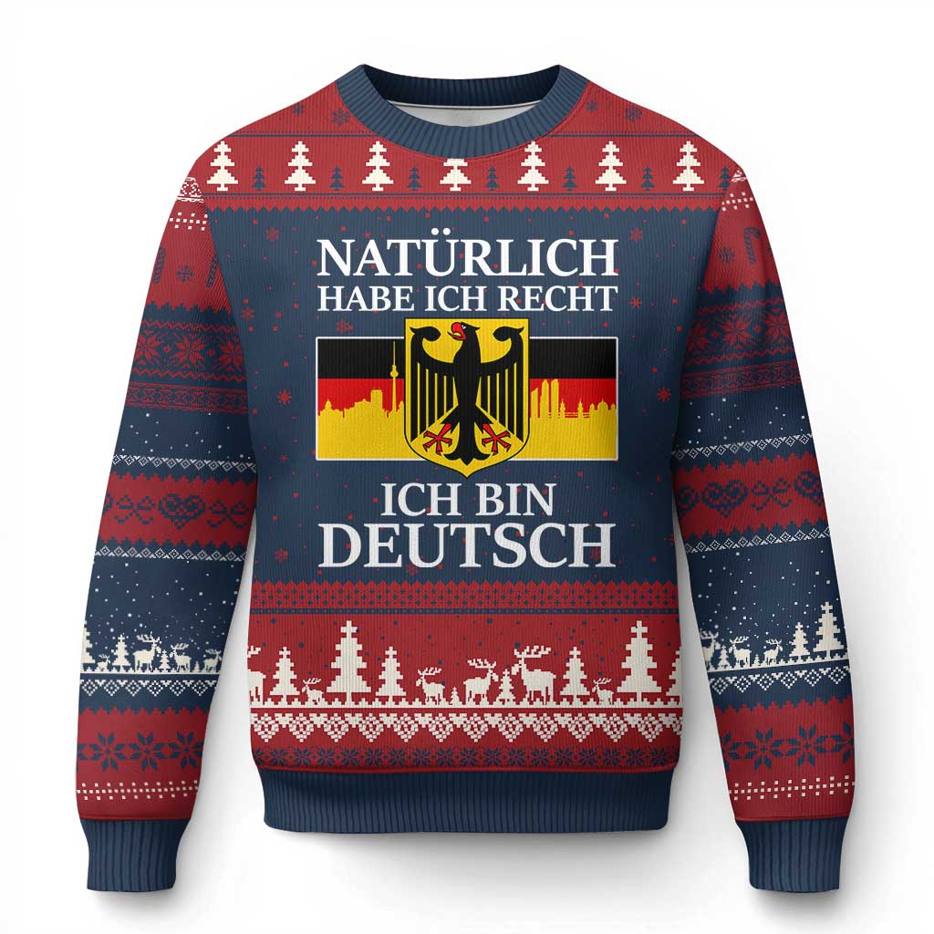 Proud Germany Ugly Christmas Sweater Naturlich Habe Ich Recht Ich Bin Deutsch TS11 Navy Red Print Your Wear