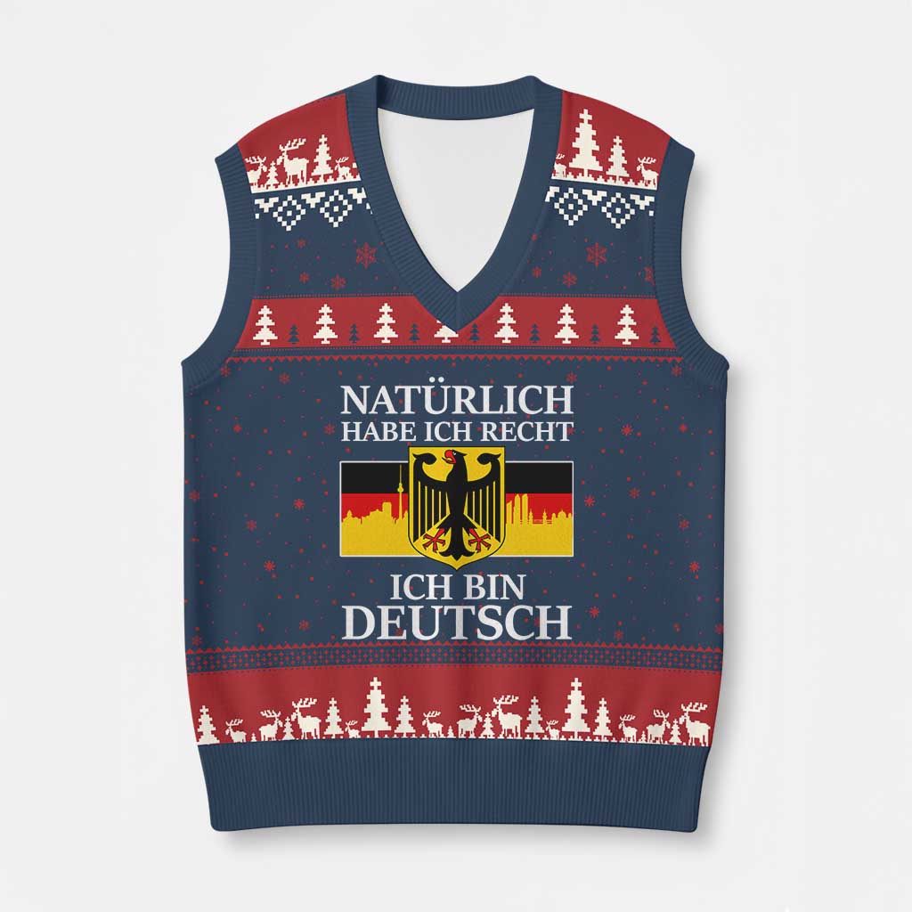 Proud Germany V-Neck Knit Sweater Vest Naturlich Habe Ich Recht Ich Bin Deutsch TS11 Navy Red Print Your Wear