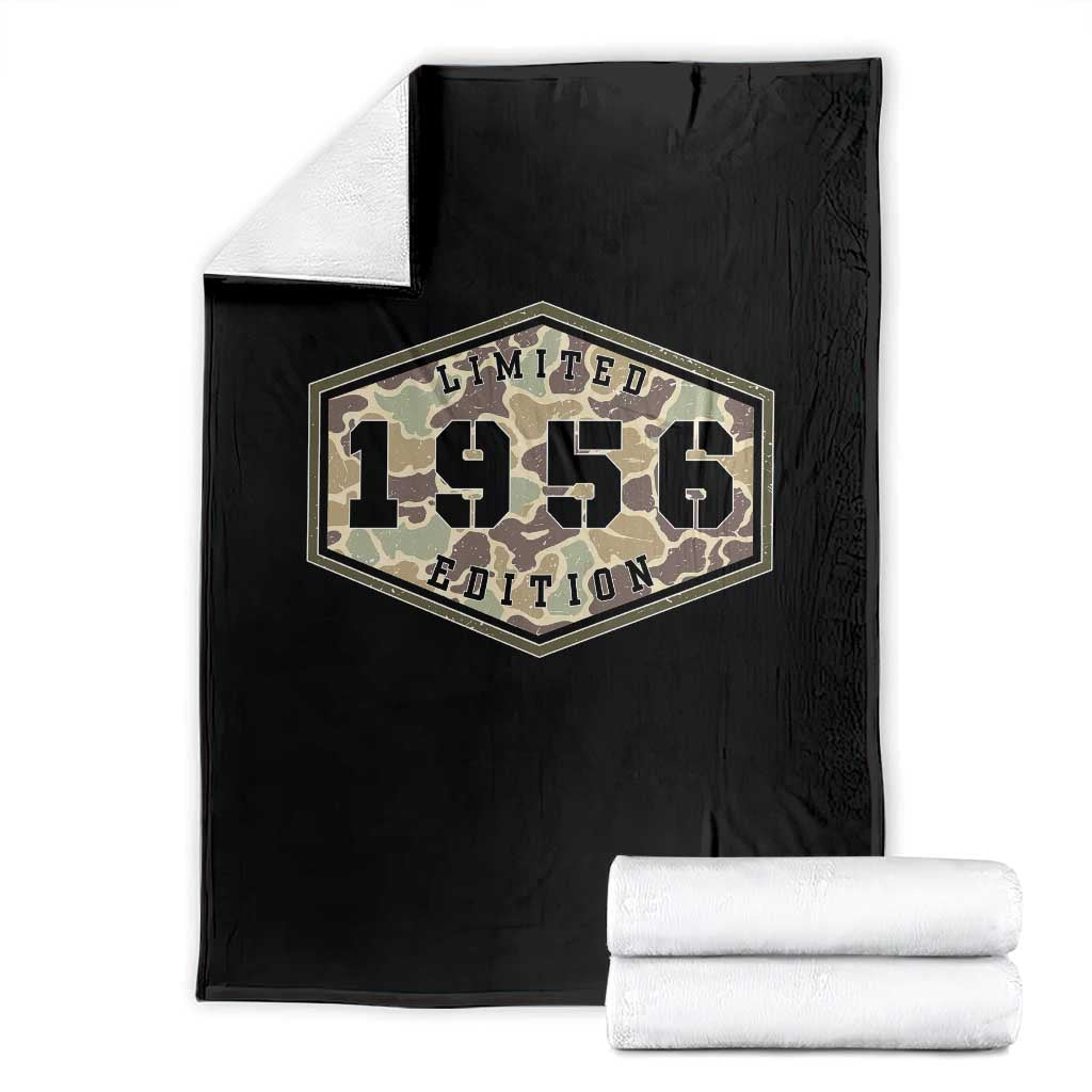 70th Birthday Hunting Throw Blanket 1956 Limited Edition Vintage Camouflage Gifts For Turning 70 TS11 Black Print Your Wear